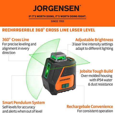 360 Degree Self Leveling Laser Level With Tripod And Magnetic Base, showcasing green laser lines for precise alignment.