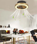 Enclosed Low Profile Ceiling Fan With Light In Modern Gold 3 Color Dimming LED Lights 6 Speed Indoor Ceiling Fan For Bedroom And Living Room Quiet Energy Efficient Includes 2H Smart Timer in dining room