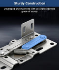 Steel nickel plated tip out tray hinges with blue scissor support, 45 degree tilt, for sink front cabinets space saver.
