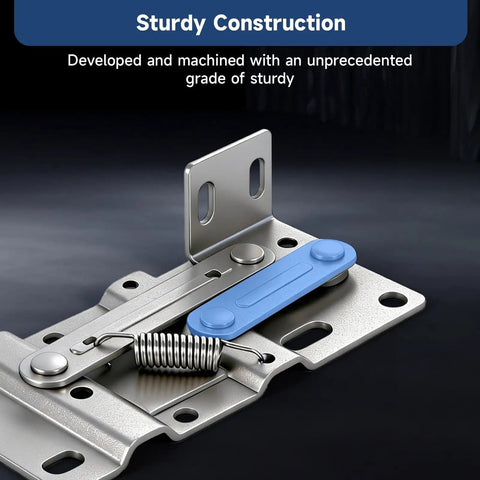 Steel nickel plated tip out tray hinges with blue scissor support, 45 degree tilt, for sink front cabinets space saver.