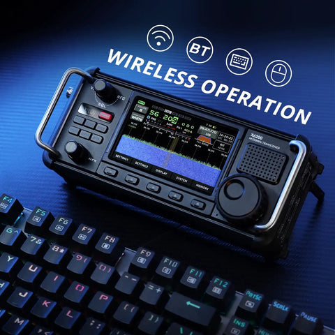 X6200 Portable HF Radio Transceiver Workhorse With RF Direct Sampling 50 MHz Band Airband WFM Receiver with wireless operation displayed