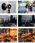Image showing Ultimate Lens Hood For DSLR Cameras in use, blocking glare and reflections, comparison with and without the hood.