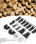 18 Piece Oscillating Multitool Blade Set With Universal Fit For Most Brands displayed with wood background