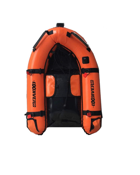 Inflatable Scuba Boat Float For Diving And Spearfishing With Dive Flag, Three Air Chambers, Front Tow D Ring, Holds Aluminum Tank