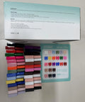 Gel Nail Polish Set With 24 Vivid Colors, 18ml Bottles, Starter Kit box with ingredients, instructions, and color samples visible.