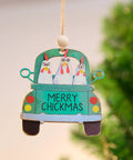 Chickmas Farmhouse Style 3D Wooden Christmas Ornament Four Inch Hanging Chicken Decor with Merry Chickmas text