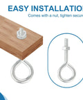 Heavy Duty M5x30mm Shoulder Swing Lifting Eye Bolts With Nuts 20 Pack Carbon Steel mounted on wood for easy installation.