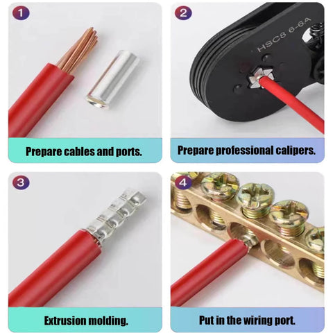 600 Pcs Wire Ferrules Kit In 7 Sizes Tinned Copper Crimp Connectors For 22 To 10 AWG Non Insulated Cable End Terminals Assortment Pack For Quick Clean Electrical Connections In DIY Automotive And Pro Projects installation process