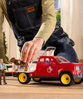 Child playing with Farm Vet Playset With 29 Piece Veterinarian Figures Truck Cow Figurine And Accessories Kid Friendly 3 Plus Realistic Vet Hospital Role Play On The Farm For Fun