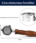 51mm Bottomless Espresso Portafilter With Three Ear Design Pro Grade Build Includes Double Cup Filter Basket And Puck Screen