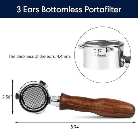 51mm Bottomless Espresso Portafilter With Three Ear Design Pro Grade Build Includes Double Cup Filter Basket And Puck Screen