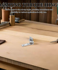 Torque Positioning 90 Degree Friction Cabinet Door Hinges Two Pack With Stainless Steel Dampers on wooden workbench