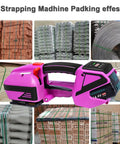 Cordless Electric Strapping Machine Automatic Pp Pet Strap Bander With Battery handheld packing tool on various bundled materials.
