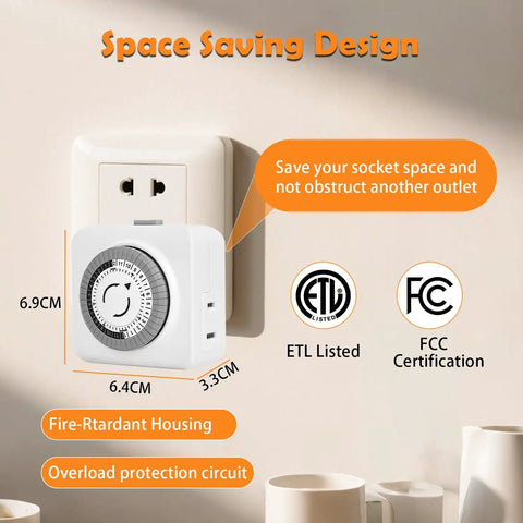 24 Hour Mechanical Outlet Timer With 30 Minute Intervals For Indoor Lights And Fans Daily Automatic Switch No Sweat Programming Plug In Time Switch For Holiday Decor 2 Pack on a wall socket