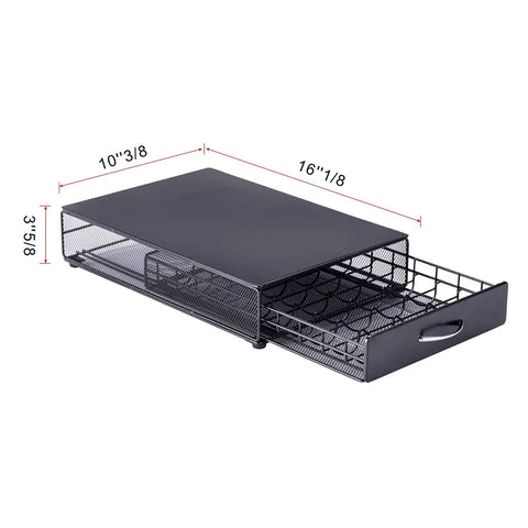 Vertuo Pod Holder Storage Drawer For Nespresso Vertuo Capsules 40 Pod Capacity Under Coffee Machine Counter Organizer With Mesh Shelves Black Metal Space Saving Drawer Tray For Home Office Coffee Bar