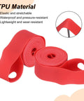 Puncture Proof TPU Rim Strip For 20 Inch Bicycle Tires Red Tire Liner And Inner Tube Protector, showcased with features and material.
