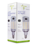 Built Different Heavy Duty LED Post Top Light packaging showing wattage selectable feature and EX39 mogul base.