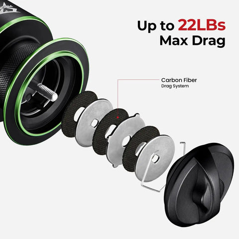 Viper X Spinning Reel Ultralight With Six Point Two To One Gear Ratio Ten Plus One Ball Bearings Carbon Fiber Body Drag System