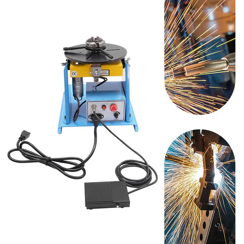 Rock Solid Welding Positioner Rotary Table For Pipe And Tank Jobs With Precision Three Jaw Chuck and heat resistant steel build, with foot pedal.