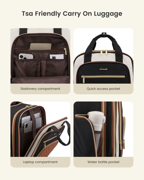 Underseat Carry On Luggage With Wheels Lightweight Soft Sided Personal Item Bag For Travel Airline Approved Size pocket details