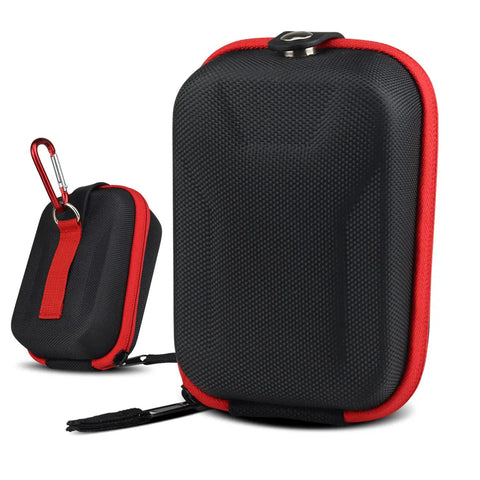 Universal Golf Rangefinder Case With Magnetic Buckle Design Semi Hard EVA Protective Bag For Laser Distance Meters That Fits Most Models Red And Black Durable Travel Friendly, black and red EVA case with carabiner