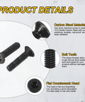 Heavy Duty M2x8 Flat Head Socket Cap Screws 100 Piece Set Carbon Steel Grade 10.9 with countersunk head and bolt teeth
