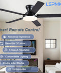 Modern 52 Inch Low Profile Ceiling Fan With Nifty Smart App And Wireless Remote Boasting Reversible Five Blades in a cozy living room.