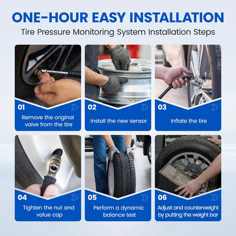 Installation steps for Preprogrammed Tpm Sensor Kit 4Pack For Chevrolet And Gmc Trucks 433 Mhz Tire Pressure Monitor System.