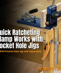 Tough As Nails Quick Release Ratcheting Table Clamps 2 Pack For MFT And Guide Rail Systems With 7 Inch Capacity and 2 3/8 Throat Depth Hardwood clamp setup.