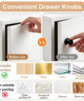 Comparison of cabinet before and after using Black Round Cabinet Knobs Set 30mm Aluminum Alloy Drawer Handles.