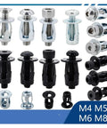 Petal Expansion Rivet Kit For License Plates And Thin Metal Panels M4 To M8 Carbon Steel With Galvanized Finish, black nuts
