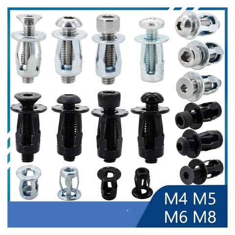 Petal Expansion Rivet Kit For License Plates And Thin Metal Panels M4 To M8 Carbon Steel With Galvanized Finish, black nuts