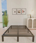 Straight Up Heavy Duty Queen Bed Frame Built Like A Tank With Ample Underbed Storage shown in modern bedroom setting.