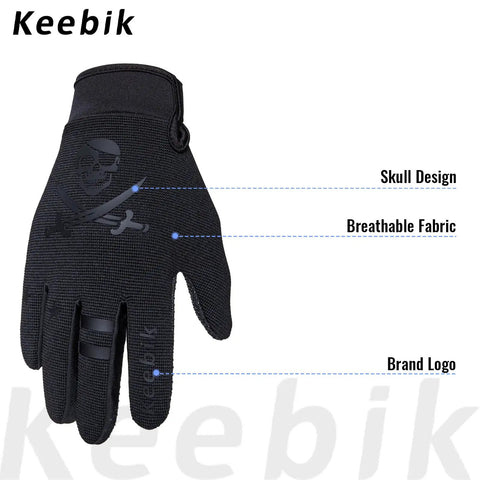 Kids Dirt Bike Gloves Built Tough For Motocross BMX And ATV Full Finger Youth Riding Gear With Abrasion Resistant Palm, Skull Design