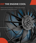 Close-up of Replacement For Chevy Bolt EV Cooling Radiator Fan Blower With Brushless Motor, showing polyamide blades and heat sink.