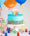 Kid Approved Counting Bears And Math Counters With Storage Bin Montessori Color Sorting Toys For Toddlers Preschool Stem Learning Hands On Manipulatives Built Tough Classroom Must Haves in a festive birthday setting with blue cake and colorful decorations.