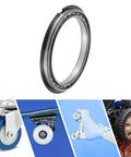 105X130X13 mm Deep Groove Ball Bearing P5 Open Type, shown with wheels for various vehicles and devices, silver tone