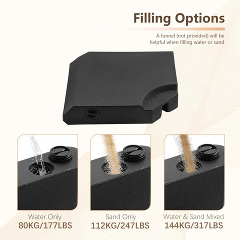 Beefy Heavy Duty Base Weights Stand For Offset Cantilever Patio Umbrella 317 Lb Capacity 4 Piece Set Black Weatherproof