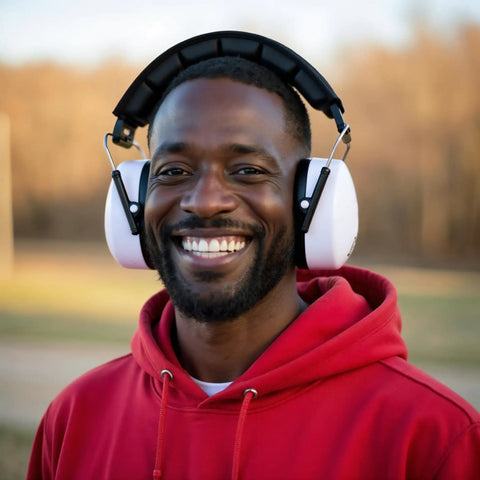 37 dB NRR Safety Earmuffs For Shooting And Industrial Use With Ultra Comfort Padded Headband, Maximum Hearing Protection For Loud Environments, Range Or Shop, Durable White Earmuffs That Block Noise And Keep You Focused