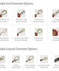 Scorpion 9 Foot Personal Fall Limiter With D Ring Swivel Hook And Steel Locking Snap Hook 310 Lb Capacity OSHA ANSI CSA Compliant Affordable Lanyard Alternative For Mobility And Budget Conscious Pros connector options display.