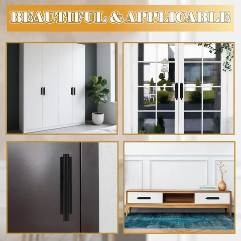 Push Pull Helper Self-Adhesive Cabinet Handles 30 Pack Black ABS Plastic installed on various furniture and doors