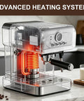 Pro Barista Style 20 Bar Espresso Machine With Automatic Steam Frother Stainless Steel Coffee Maker showing advanced heating system.