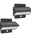 Architectural Outdoor Solar Wall Light With Motion Sensor 120 Lumens Dual Color Dual Action Aluminum Bronze 2 Pack