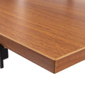 Close-up of the warm teak surface of a Heavy Duty Electric Standing Desk With Programmable Memory, Smooth Dual Motor Height Lift.