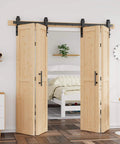 84 Inch Bifold Barn Door With 90 Inch Hardware Kit Included, Space Saving Folding Design in a modern home interior