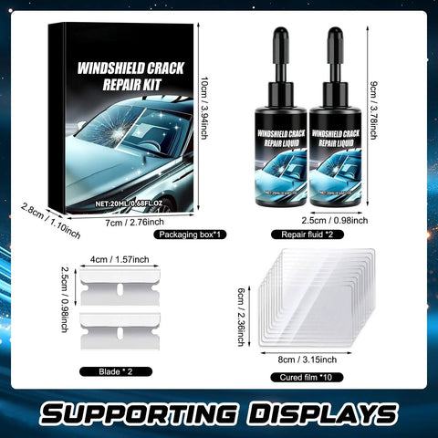 Windshield Crack Repair Kit For Auto Glass And Mirrors, 2026 Upgrade With Glass Repair Liquid bottles and accessories