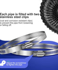 4 Inch Dryer Vent Hose 6.55 Feet Long Aluminum Foil Flexible Ducting With Two Hose Clamps for HVAC, Grow Tents, and Bathroom Exhaust