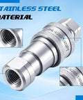Beefy Quick Disconnect Vacuum Fitting For Composite Bagging High Temperature Up To Five Hundred Degrees Fahrenheit Stainless Steel Coupler One Quarter Inch Quick Connect Industrial Pro Grade For High Heat Vacuum Bagging, stainless steel