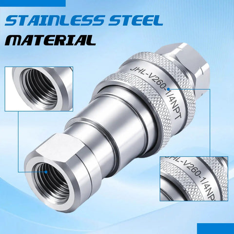 Beefy Quick Disconnect Vacuum Fitting For Composite Bagging High Temperature Up To Five Hundred Degrees Fahrenheit Stainless Steel Coupler One Quarter Inch Quick Connect Industrial Pro Grade For High Heat Vacuum Bagging, stainless steel
