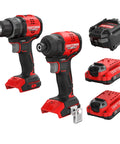 Compact Brushless Cordless Drill And Impact Driver Combo Kit Featuring Dual Amp Batteries And Rapid Charger Pro Grade High Torque Power Tools with batteries.